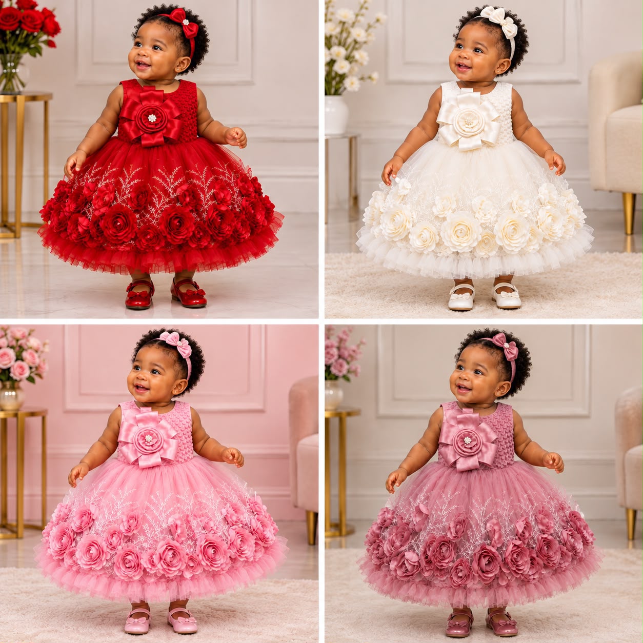 Rose Bloom Party Dress — 4 Colours