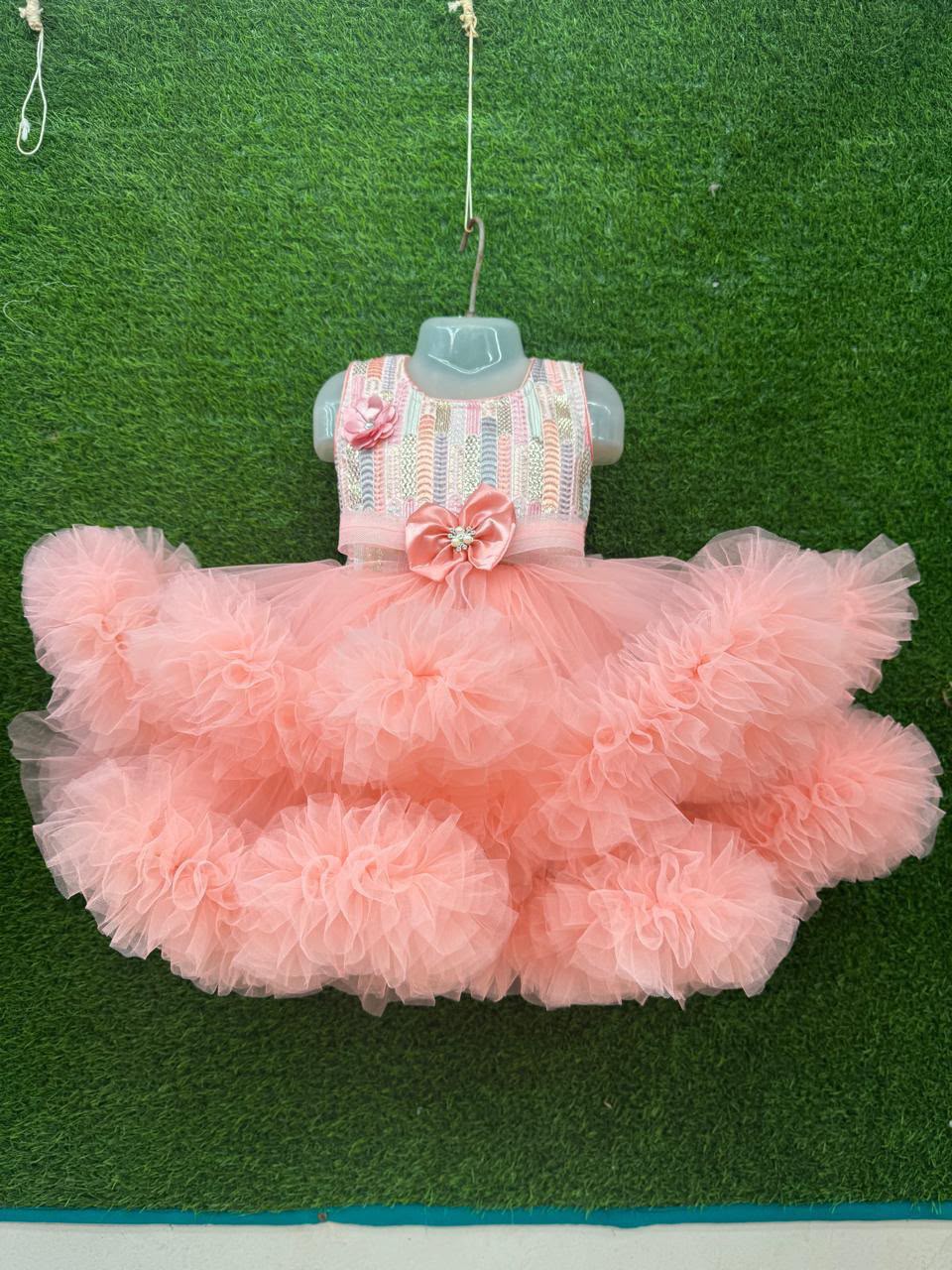 Peach Cloud Tulle Gown